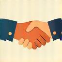 Icône représentant collaboration avec mains qui se serrent