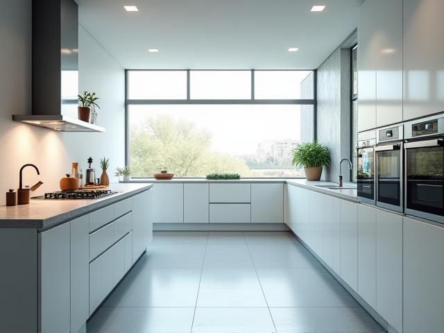 Cuisine professionnelle moderne équipée d’appareils connectés